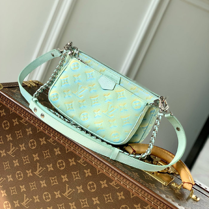 Túi nữ xách tay LV Size to màu xanh dương da sần luxury chất lượng cao
